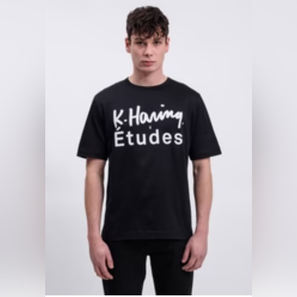 K.Haring E Tudes Black Crew Neck Tee.   Size-Medium